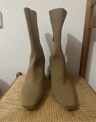 Botín Lefties Beige/Marrón Tacón Bloque