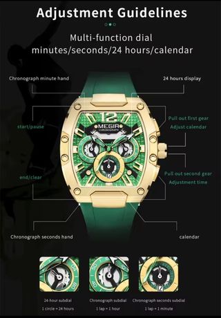 Reloj Megir Dorado y Verde para Hombre