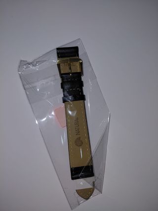Pulsera de reloj de piel beige y negra