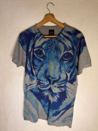 Camiseta Zara Hombre Tigre Azul Gris