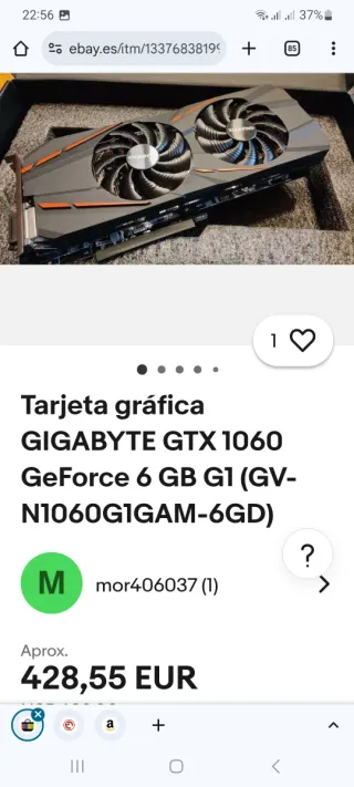 Tarjeta Gráfica GIGABYTE GV-N1060 G1 GAMING 6GB