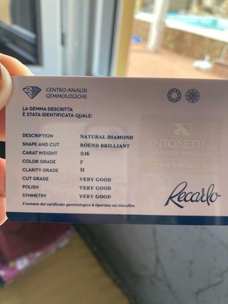 Diamante Natural Recarlo 0.16ct