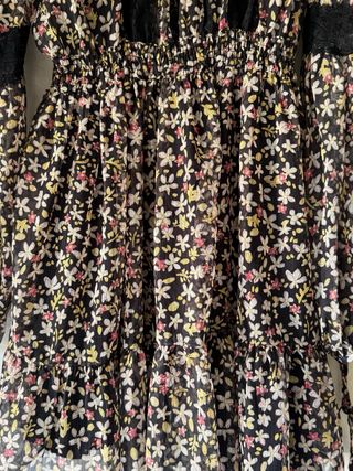 Vestido Topshop flores negro Talla M 38 gasa