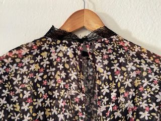 Vestido Topshop flores negro Talla M 38 gasa