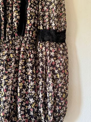 Vestido Topshop flores negro Talla M 38 gasa
