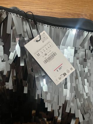 Falda plateada lentejuelas alargadas Talla M