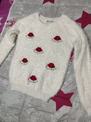 Jersey pelo blanco con besos Talla M