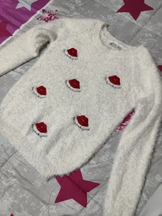 Jersey pelo blanco con besos Talla M