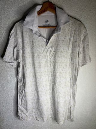 Camisa Polo LOANZ Beige/Blanco Estampado
