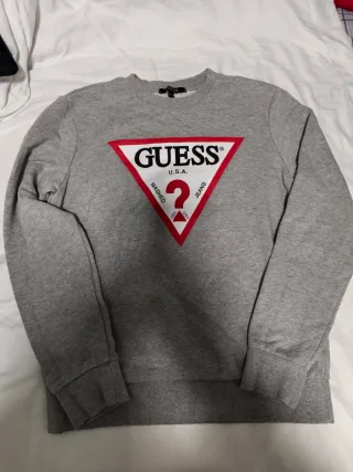 Sudadera Guess Gris Logo Triángulo