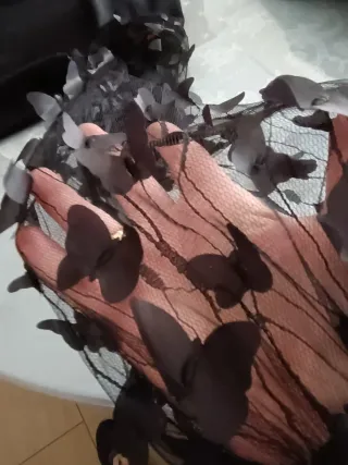 Vestido fiesta mariposas negro