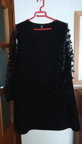 Vestido fiesta mariposas negro