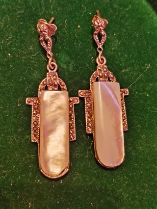 Pendientes Plata Art Decó Nácar