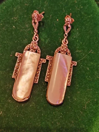 Pendientes Plata Art Decó Nácar