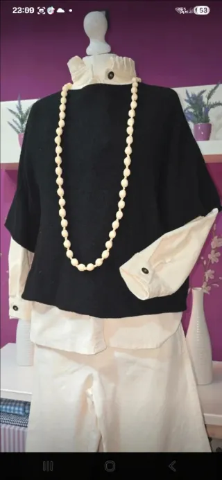 Camisa micropana cuello victoriano de tablitas