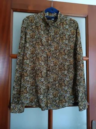 Camicia uomo fantasia beige marrone