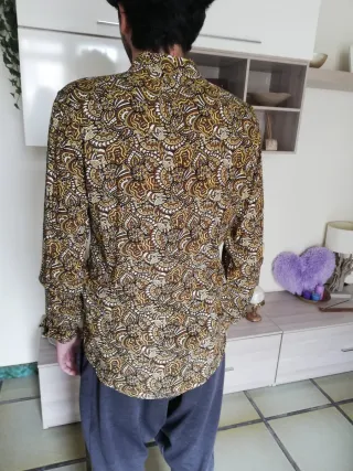 Camicia uomo fantasia beige marrone