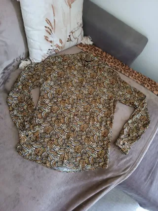 Camicia uomo fantasia beige marrone