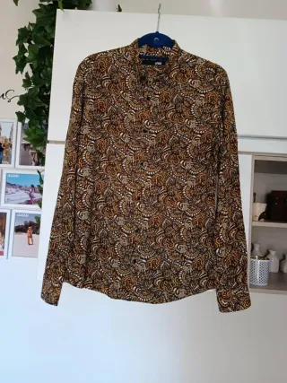 Camicia uomo fantasia beige marrone
