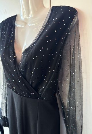 Vestido largo negro con brillos
