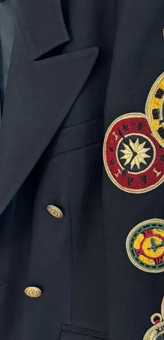 Blazer Cruzado Escada Negro Multicolor