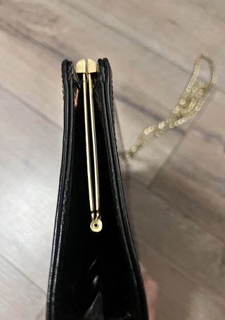 Bolso de mano CD vintage negro y dorado