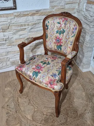 Poltrona/Divano vintage in legno massello floreale