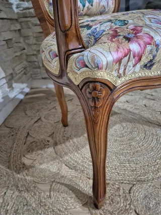 Poltrona/Divano vintage in legno massello floreale