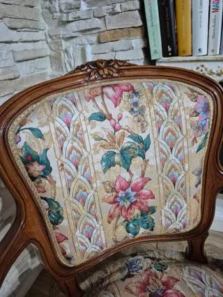 Poltrona/Divano vintage in legno massello floreale