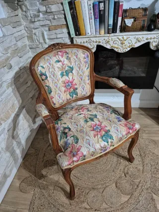 Poltrona/Divano vintage in legno massello floreale