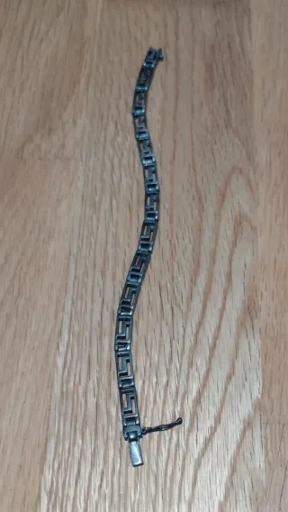 Pulsera de plata 925 oxidada con motivo geométrico