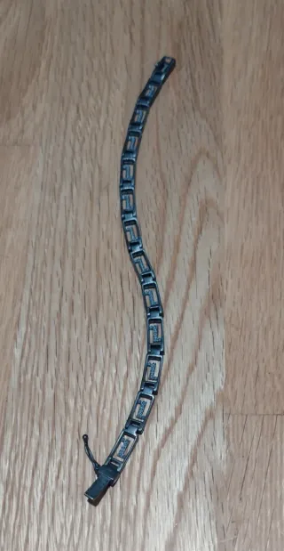 Pulsera de plata 925 oxidada con motivo geométrico