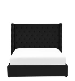 Cama abatible tapizada terciopelo negro