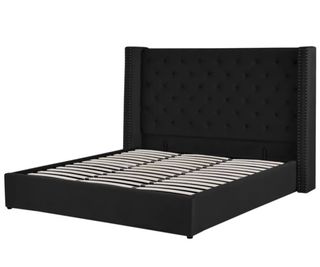 Cama abatible tapizada terciopelo negro