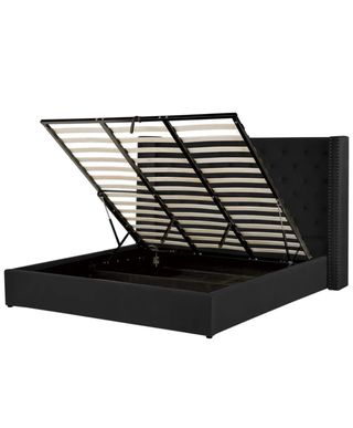 Cama abatible tapizada terciopelo negro