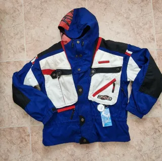 Chaqueta esquí Spyder vintage azul y blanca