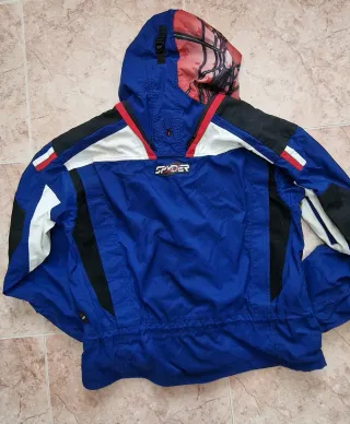 Chaqueta esquí Spyder vintage azul y blanca
