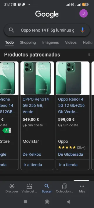 Oppo Reno 14 5G 256GB Verde