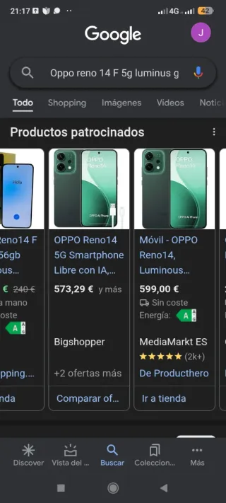 Oppo Reno 14 5G 256GB Verde