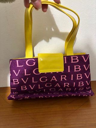 Borsa Bulgari mini viola e gialla