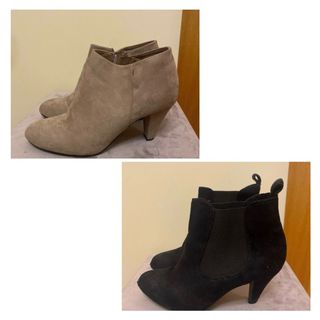 Lote 2 pares botines ante negro y beige