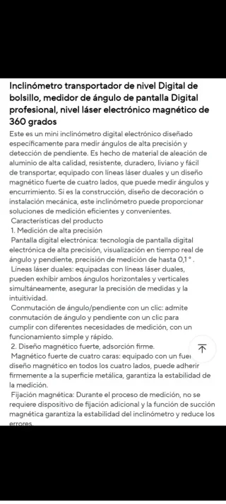 NUEVO! Medidor ángulos láser digital recargable