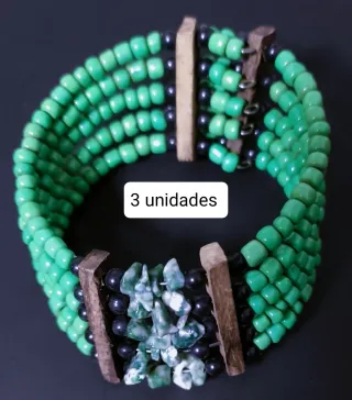 Lote 5 pulseras de cuentas y hueso