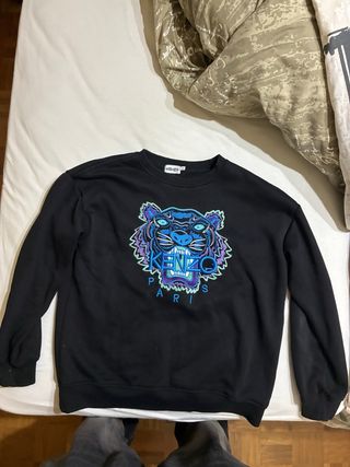 Sudadera Kenzo Negra con Tigre Multicolor