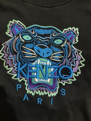 Sudadera Kenzo Negra con Tigre Multicolor