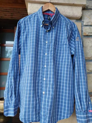 Camisa de cuadros azul hombre hecha en españa