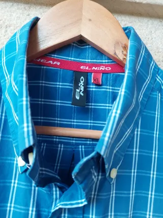 Camisa de cuadros azul hombre hecha en españa