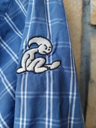 Camisa de cuadros azul hombre hecha en españa