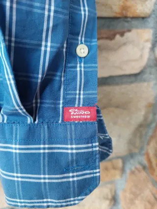 Camisa de cuadros azul hombre hecha en españa
