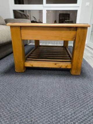 Mesa de centro elevable madera y cristal